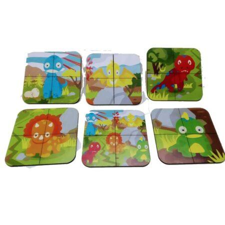 Set x 6 Mini rompecabezas 4 piezas 14x14cm Dinosaurios
