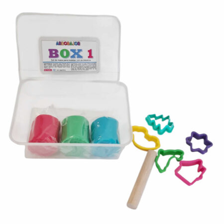 Masa para modelar BOX 1 (3 masas de 90 gr + cortantes y palito) (copia)